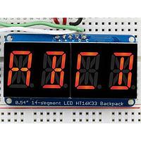 Adafruit 1911 ເຄື່ອງມືພັດທະນາຈໍສະແດງ Quad Alphanumeric Display - ສີແດງ 0.54 ດິຈິດ ມີ I2C Backpack - STEMMA QT / Qwiic
