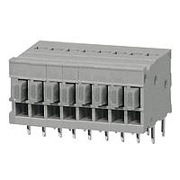 Same Sky (formerly CUI Devices) TBL009-254-08GY-2GY ບລັອກຂໍ້ຕໍ່ຄົງທີ່ ບລັອກຂໍ້ຕໍ່, ບໍ່ມີສະກຣູ, 2.54, ຢູ່ພາຍໃຕ້, 8, ສີເທົາ ກັບ ປຸ່ມສີເທົາ