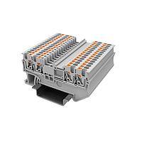 Amphenol Anytek APTS154SDGY00G ບລັອກຕິມເນີລບຣິດ DIN Rail APT 1.5mm2/2-2 Feed-through terminal block ຊັ້ນດຽວ, 2in-2out ສີເທົາ