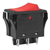NKK Switches JWL22RCA/UCV ສະຫນັບສະຫນູນ Rocker DPDT TV8 ປະເມີນຄ່າ ຝາແດງ ແລະ ຕົວເຄື່ອງສີດໍາ