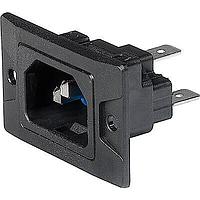 Schurter 3-134-881 ຂໍ້ຕໍ່ເຂົ້າ 6080 Connector Inlet 10A C18, ມີການປິດກັນ IP54/IP67, PC II, ສີດໍາ
