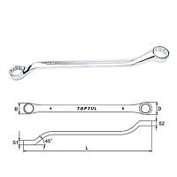 TOPTUL ACAH5864 Double Ring Wrench 45° Offset - SAE (ຂັດກະຈົກ) (size 1-13/16x2")