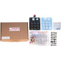 ANAVI Technology CS-ANAVI-MP10 ບອດແບຣຄເອາດ ແຜ່ນຄວບຄຸມມາຄໂຣພແດດທີ່ມີປຸ່ມກະທົບເຄື່ອງຈັກແກ້ວ 9 ປຸ່ມ ແລະ ເຄື່ອງລອງກົດປຸ່ມກົດໄດ້. ມີ USB-C, RP2040 MCU, ແສງສວ່າງ. ລວມທັງກອງປົກກະຕິ, ນຸດ, ແລະ ນັດ.