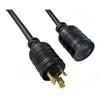Qualtek Electronics 250070-01 ສາຍຕໍ່ຂະຫນາດ AC ມີລັອກ 10' ສີດຳ/L5-20P PLG 3 X 14 AWG TWIST