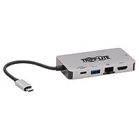 Tripp Lite U442-DOCK6-GY USB Type-C ເປັນ Ethernet, HMDI, PD Charging, USB 3.2, VGA USB3.1C HUB, HDMI/VGA/GBE/PDCHG