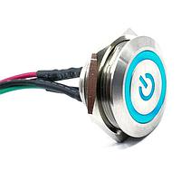 E-Switch SV8F23SS-3G1 ຕ້ານການທຳລາຍ Anti-vandal, SPST, ປິດ-(ເປີດ), ຕິດຕູ້, ດ້ານໜ້າ, ເງິນ, LED, ແດງ/ຂຽວ, IP67