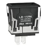 NKK Switches LB15RKW01-5F05-JB ປຸ່ມກົດສະແຕ່ງ SPDT ON-(ON)RND PB GRN ມີເລນສສີເຂັ້ມ/ຂາວ