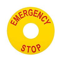 Eaton E22VA8 ປ້າຍປະຫຍັດ Legend Plate 70MM DIA ROUND Vis AID PL-YE "Emgy STOP"