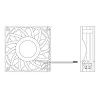 Delta Electronics, Inc. FFB1224EHE-T500 ພັງລົມ DC Axial, 120x38mm, 24VDC, 190CFM, 24W, 59dBA, 4000RPM, Ball Bearing, IP55 Rated