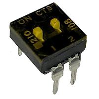 CTS Electronic Components 210-2MSTD DIP Switches THROUGH HOLE, GOLD FLASH DIP SWITCH, 2-POLE, MEDIUM ACTUATOR, BOTTOM SEAL, TAPE SEAL, STRAIGHT TERMINAL FORM, TUBE PACK