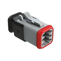 Amphenol SINE Systems AT06-6S-SR01GRY ປລັກ 6-ທາງ ປລັກຕິດຕໍ່ຜູ້ຍິງ ມີຝາປົກກັນການດຶງ, ການປິດມາດຕະຖານ, ສີເທາ