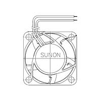 Sunon KD0504PKB3.(2).GN ພັງລົມ Axial Axial, 40x40x20mm, 5VDC, 5.7CFM, 0.5W, 25.5dBA, 0.09"H2O, Ball, Wire