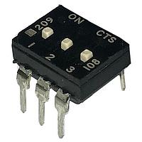 CTS Electronic Components 209-3MSF ສະຫນັບ DIP ຜ່ານຮູ, ສະຫນັບ DIP ທອງ, 3-ຂາ, ຕົວກະຕຸ້ນລະດັບກາງ, ການປິດທ້າຍ, ປະກອບໃນທູບ