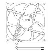 Sunon EF92252S1-1000U-A99 ພັງລົມ DC Axial, 92x92x25mm, 24VDC, ການຫົວລົມ Sleeve, ສາຍນໍາ, ການເລີ່ມຕົ້ນອັດຕະໂນມັດ