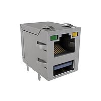 Amphenol Commercial Products RJE361883243 Modular Stacked RJ ບົດຜ່ານ USB ປະເພດ A 2.0 LED