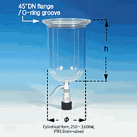 SciLab SL.Re2246 ພາຍໃນວາງການລົງທົດ PTFE Drain-valved DURAN-glass Vacu./Pressure Reaction Vessel, DN 200 Vessel, -20,000~21,000(full)㎖.