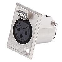 Amphenol Audio AC3FPZ ຕົວເຊື່ອມຕໍ່ 3 ໂພນ XLR ເກດຜູ້ຍິງທີ່ຕິດຢູ່ບ່ອນຕິດຕັ້ງລົດໄຟ P Flange ມີການປັດຕົວຕິດຕໍ່