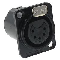 Amphenol Audio AC5FDZB-AU ຕົວເຊື່ອມຕໍ່ 5 ໂພນ XLR ຜູ້ຍິງ ຕິດຕັ້ງໃນກະບອກ D ປົກກະຕິດດ້ວຍຄອນຕາກທີ່ຜະລິດດ້ວຍຄຳທອງ ສີດຳ