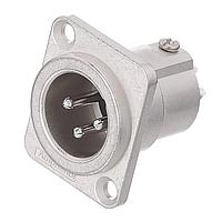 Amphenol Audio AC3MDZ ຕົວເຊື່ອມຕໍ່ 3 ໂພນ XLR ຜູ້ຊາຍ ຕິດຕັ້ງຢູ່ບ່ອນຕິດຕັ້ງ D Type ຕິດຕໍ່ປາກກາງ ສີນິເຄວລ