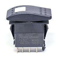 Carling Technologies VLD2A60B-A9C00-000 ສະຫນັບສະຫນູນ Rocker 20A 12V DPDT WHT ILLUM (ON)OFF(ON)