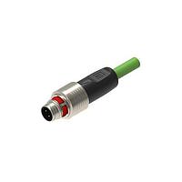 Lumberg Automation PP12M-MSSV4D-0342-0300 Sensor Cables / Actuator Cables M12 pigtail, Push Pull, similar PROFINET C-class, PUR green cable, shielded, male, straight, D-coded, 4-Pin, 2x2x0.34mm, twisted pair, PoE