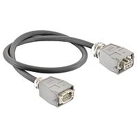 HARTING 20871463001200 ຕໍ່ຕັ້ງພະລັງງານຫນັກ Han 6E Power Cable Assembly, Single Lever Metal Hoods, Top Entry, Male/Female Double Ended, UL2237 Listed, 2.0m