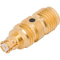 Amphenol SV Microwave 1112-4018 ຕົວແປ RF - ລະຫວ່າງຊຸດ SMP F ເປັນ SMA F Adapter