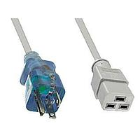 Qualtek Electronics 233081-06 ສາຍກະທົບໄຟ AC ລະດັບໂຮງໝໍ 10' ປຸ່ມສີເທົາ/ແຈ້ງ 3 X 12 AWG HOSP