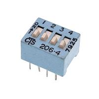 CTS Electronic Components 206-4E ສະຫນາມສະລັບ DIP 4 ສ່ວນສະລັບ SPST