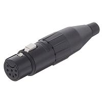 Amphenol Audio AC7FBJ ຕົວເຊື່ອມສາຍສະເພາະ 7 ໂພນ XLR ຜູ້ຍິງ ຕົວເຊື່ອມສາຍສະເພາະ ຕິດຕໍ່ດ້ວຍການຂັດຂວາງ ກົງກັບສາຍສະເພາະ ສີດຳ