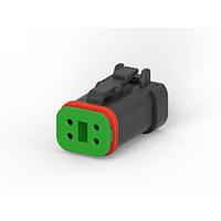 DEUTSCH - TE Connectivity DT06-4S-CP01 4-ທາງ PLG, 4P, ດຳ, ບລໍກ, ປິດ, ການປິດຜ່ານ