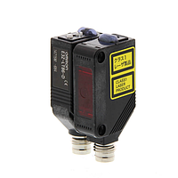 OMRON E3Z-LT86 ເຊັນເຊີ Photoelectric Laser ຂະໜາດກະທັດຮັດພ້ອມເຄື່ອງຂະຫຍາຍສຽງໃນຕົວ (Through-beam, 60000 mm, PNP, M8 - 4 pin)