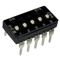 CTS Electronic Components 210-5MSFD ສະຫນັບ DIP ຜ່ານຮູ, DIP SWITCH ກະທົບທາງທາງທາງ, 5-ຂາ, ຕົວກະທົບລະດັບກາງ, ການປິດທາງລຸ່ມ, ອອບ, ແບບຂອງຂອງຕົວຈົບຕົວຕົວ, ກະປ່ອງທູບ