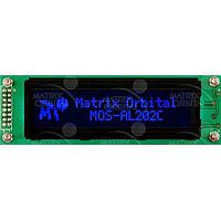 Matrix Orbital MOS-AL202C-FB3SE ຈອກສະແດງຕົວອັກສອນ LCD 20x2EconDisp, RS233 ຂໍ້ຄວາມສີຟ້າ ມີຟີເຈີດພິເສດ