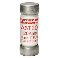 Mersen A6T20 ຟິວ Fuse, ລະດັບ T, ການກະທົບໄວ, 200kA AC, 100kA DC, 600VAC/300VDC, 20A