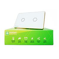 HUNONIC HNLUX02CT BLE Luxury Touch Switch 2 ປຸ່ມສີ່ຫລ່ຽມ (White)
