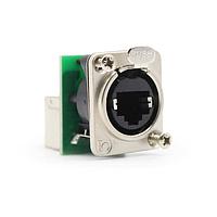 Io Audio Technologies IO-EL8-F-JL-P ຕົວເຊື່ອມ Etherlatch Chassis Connector, 8P8C, ຜູ້ຍິງ, ກອງນິເຄວ, ທາງກົງ Passthrough