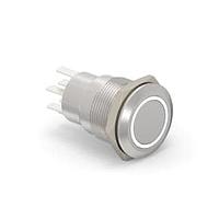 Alcoswitch - TE Connectivity 6-2213764-1 ປຸ່ມກົດສະຫນອງ AV19 DPL 5A FIX RING LED ຂາວ 12V