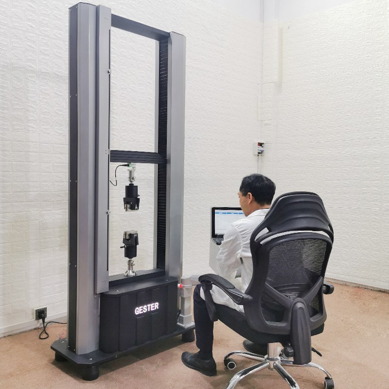 Material specimen prepared for tensile strength testing