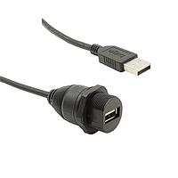 Bulgin PXP0023/A/0M50/A ສາຍ USB ພລາສຕິກ ຕິດຕັ້ງຫຼັງແຜ່ນຄອງ USB A ຍິງເຖິງ USB A ຊາຍ ສາຍຕິດຕັ້ງ 0.5m