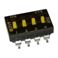CTS Electronic Components 219-4MSR ສະວິດ DIP ຕິດຢູ່ພື້ນຜິວ, DIP SWITCH ທອງ, 4-ຂາ, ຕົວກະທົບລະດັບກາງ, ການປິດທ້າຍ, ມືດ