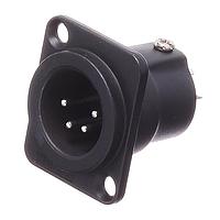 Amphenol Audio AC4MDZB BULK ຕົວເຊື່ອມຕໍ່ 4 ໂພນ XLR ຜູ້ຊາຍ ຕິດຕັ້ງຢູ່ບ່ອນຕົວເຄື່ອງ D Type ຕິດຕໍ່ປັດຈຸບັນ ສີດຳ