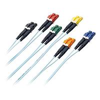Panduit F5E10B-10M8 ສາຍເສັ້ນແອບຕິກໄຟເບີ LC (ກະທົບ B-ແດງ) ເຖິງ LC 50um Dupl 1.6m