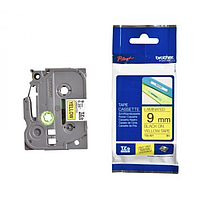 BROTHER TZe-621 ພິມປ້າຍ (Black text on 9mm gold background)