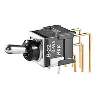NKK Switches B22JV ປຸ່ມສະຫງວນປິດກະບອງຂະໜາດນ້ອຍປ້ອງກັນການລະດົມສະຕາຕິກ Toggles B SERIES DPDT- .248 BAT VERTICAL