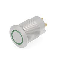 Alcoswitch - TE Connectivity 1-2488219-0 Anti-Vandal Stainless, Flush Button, Green LED ring, Solder terminal, LED 24VDC