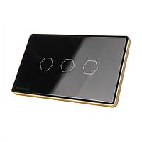 HUNONIC HN03SCD WiFi Touch Switch 3 ປຸ່ມສີ່ຫລ່ຽມ (Black)