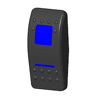 Carling Technologies VVAYC00-000 Contura II ອັກຊັເຕວເຕີພື້ນຜິວຫນັກ V-Series Rocker ເທົ່ານັ້ນ ສີດຳ Contura II Rocker, ມີເລນສສີຟ້າ