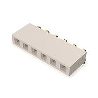 GCT (Global Connector Technology) BG302-06-A-L-G ປຸ່ມຊ່ອງ 6w, 2.54mm Pth Socket, SIL, TH, Horiz, GF, LCP Natural, ກ່ອງ