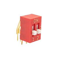 E-Switch KAS2102ET ສະຫນາມສະລັບ DIP 2 ຕຳແໜ່ງ R/A PC Pin ຂະຫນາດຍາວ ປິດສາຍແບບເທັບ